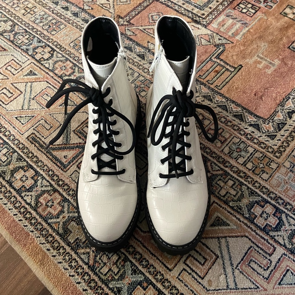 Sugar White Combat Boots